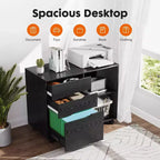Classificatore mobile moderno a 3 strati Okak con cassetti in legno e ruote, armadio portadocumenti laterale per ufficio domestico, studio