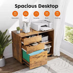 Classificatore mobile moderno a 3 strati Okak con cassetti in legno e ruote, armadio portadocumenti laterale per ufficio domestico, studio