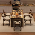 Tavolo da pranzo marrone per 6-8 persone, tavolo da cucina rettangolare da 71" stile rustico, tavolo da pranzo in legno con base di supporto rinforzata e gambe a triangolo