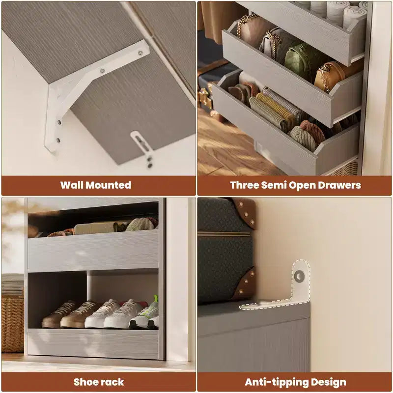 Besiost Set di due sistemi per armadi da 80-120 W con anta e cassetti in legno