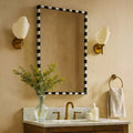 TEHOME livra Decorative Marble Rectangular Wall Mirror in Bold Black and White Checkerboard Pattern 20 x 30'', Perfect for Bathroom, Entryway