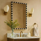 TEHOME livra Decorative Marble Rectangular Wall Mirror in Bold Black and White Checkerboard Pattern 20 x 30'', Perfect for Bathroom, Entryway