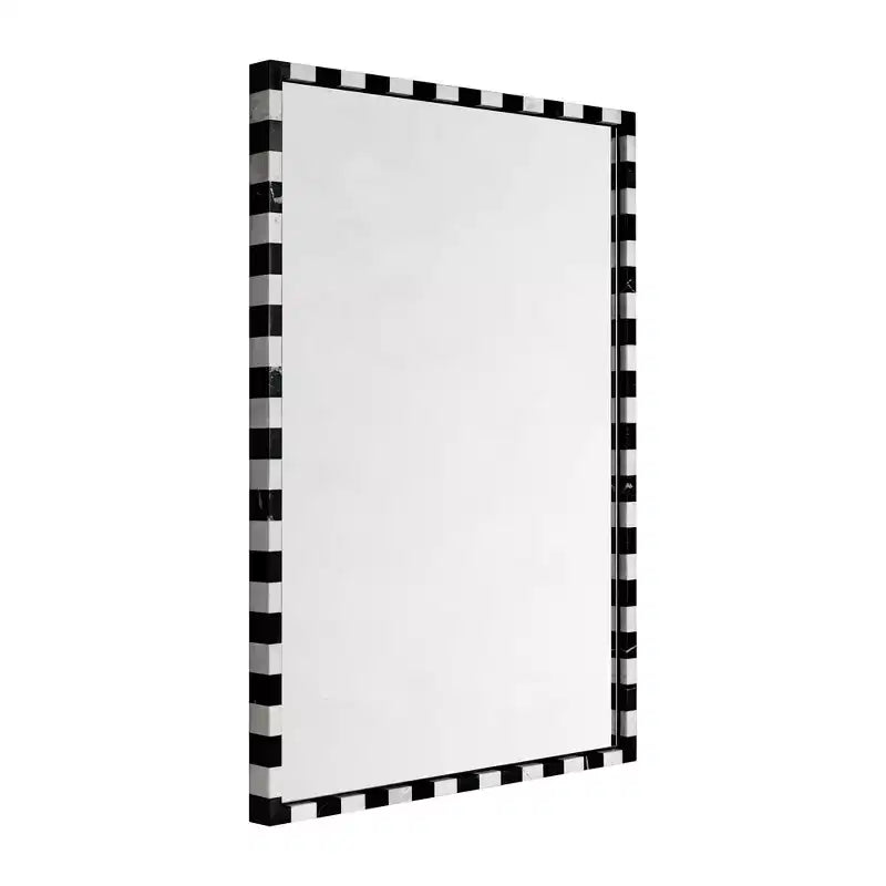 Specchio da parete rettangolare decorativo in marmo TEHOME con motivo audace a scacchiera bianca e nera 20 x 30'', perfetto per bagno, ingresso