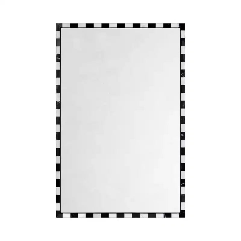 Specchio da parete rettangolare decorativo in marmo TEHOME con motivo audace a scacchiera bianca e nera 20 x 30'', perfetto per bagno, ingresso