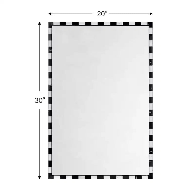 Specchio da parete rettangolare decorativo in marmo TEHOME con motivo audace a scacchiera bianca e nera 20 x 30'', perfetto per bagno, ingresso
