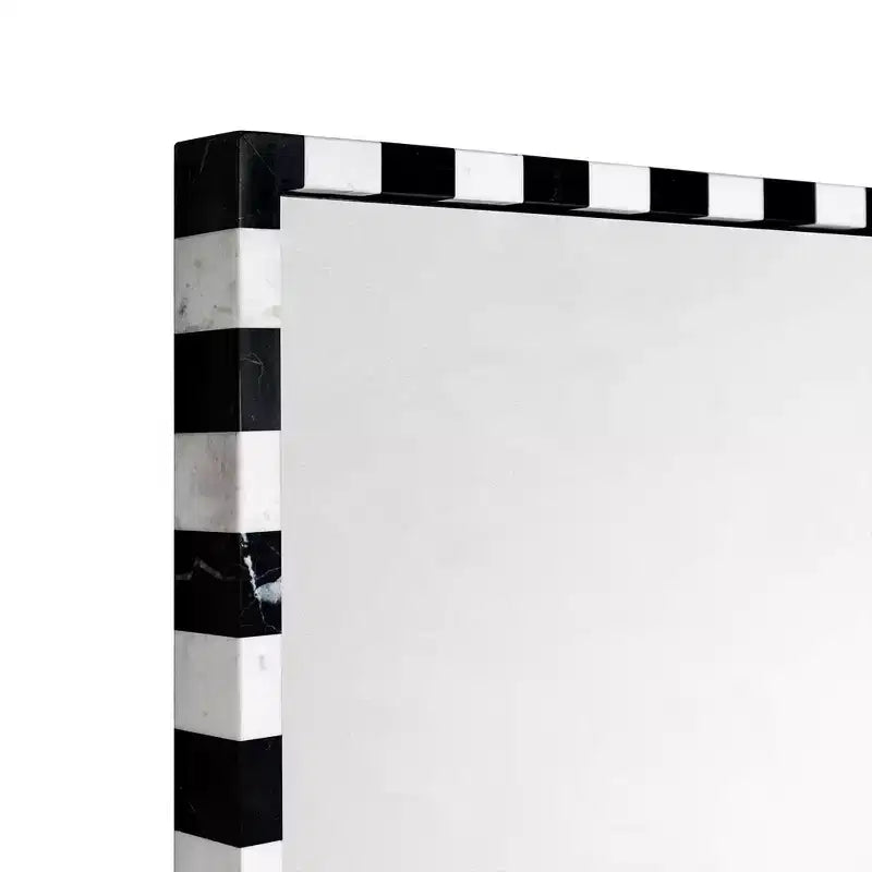 Specchio da parete rettangolare decorativo in marmo TEHOME con motivo audace a scacchiera bianca e nera 20 x 30'', perfetto per bagno, ingresso