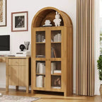 70 Mobile Dispensa Alto Ad Arco con Ante in Acrilico, Credenza in Legno a 5 Ripiani Regolabili, Libreria Moderna per Cucina, Sala da Pranzo e Soggiorno