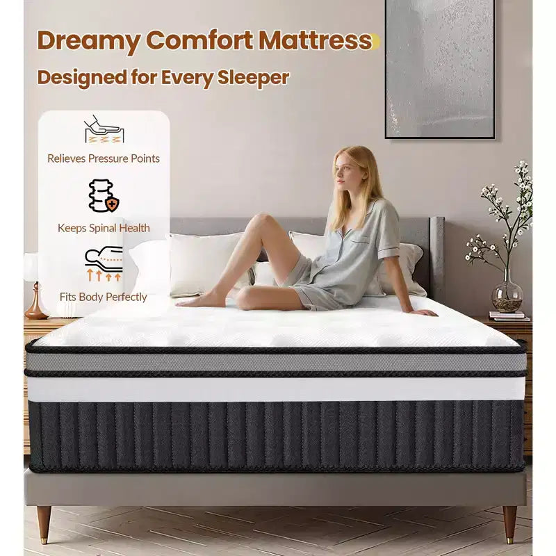 Materasso King Size da 14 pollici, Materasso in Memory Foam per Notti Fresche e Sollievo dalla Pressione, Schiuma Gel Ibrida, Media Rigidità con Gel Rinfrescante, Isolamento del Movimento