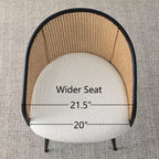 Sedie da Pranzo Set da 2, Poltrona Moderna Imbottita con Schienale in Rattan Intrecciato e Gambe in Metallo Nero - Panipeachy