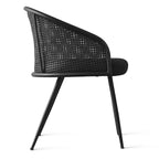 Sedie da Pranzo Set da 2, Poltrona Moderna Imbottita con Schienale in Rattan Intrecciato e Gambe in Metallo Nero - Panipeachy