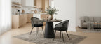 Dining Room Chairs Set of 2, Modern Upholstered Armchair with Rattan Woven Back & Black Metal Legs - Panipeachy