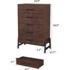 Acekool Cassettiera a 6 cassetti, Armadio alto con gambe moderne per camera da letto o soggiorno, 118,4 cm
