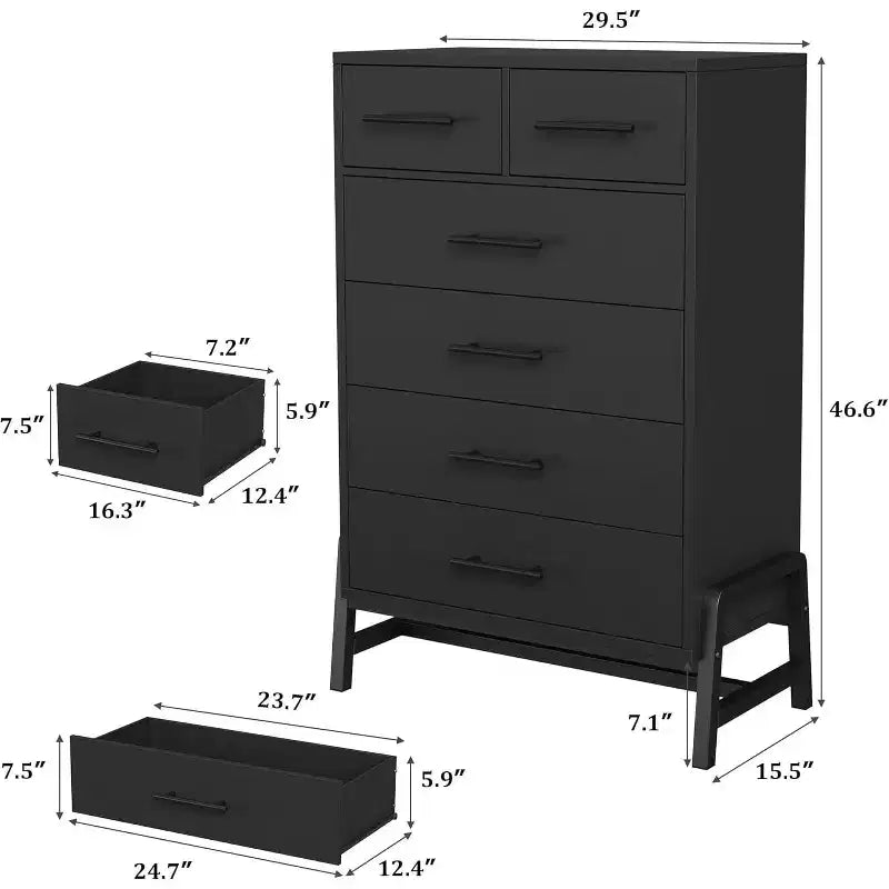 Acekool Cassettiera a 6 cassetti, Armadio alto con gambe moderne per camera da letto o soggiorno, 118,4 cm