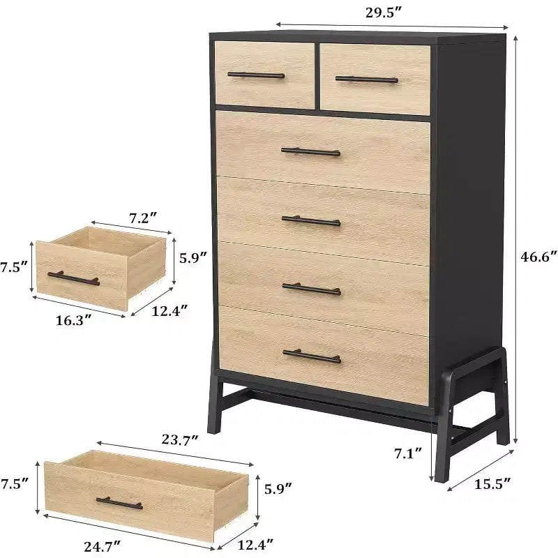 Acekool Cassettiera a 6 cassetti, Armadio alto con gambe moderne per camera da letto o soggiorno, 118,4 cm