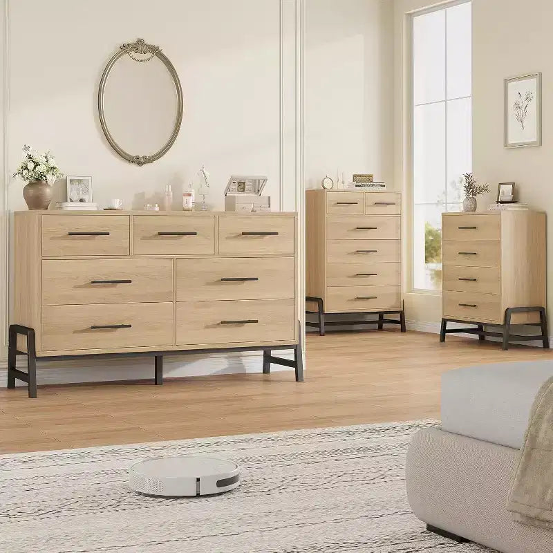 Acekool Cassettiera a 6 cassetti, Armadio alto con gambe moderne per camera da letto o soggiorno, 118,4 cm