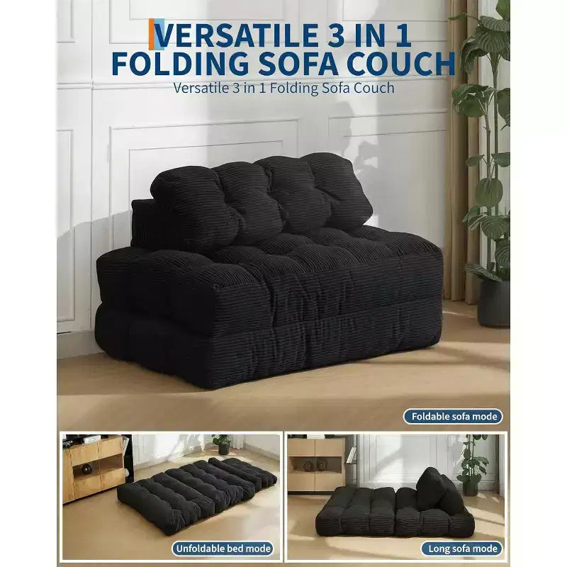 Divano Letto Pieghevole 3-in-1 con Cuscino, Poltrona Trasformabile per Soggiorno, Camera da Letto o Ufficio, 79x52x8