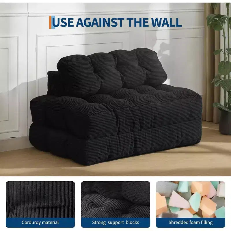 Divano Letto Pieghevole 3-in-1 con Cuscino, Poltrona Trasformabile per Soggiorno, Camera da Letto o Ufficio, 79x52x8