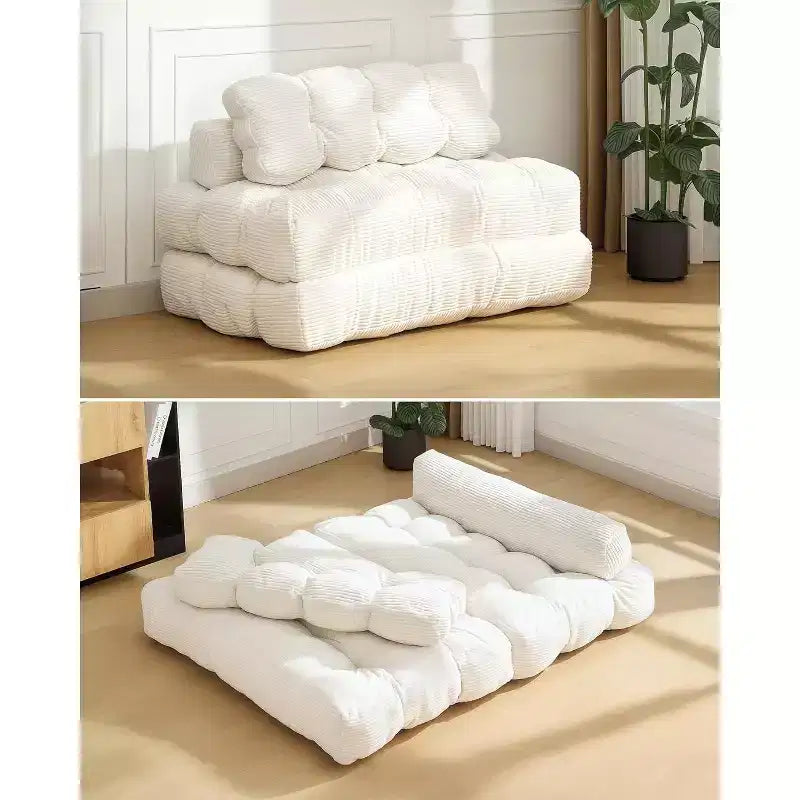 Divano Letto Pieghevole 3-in-1 con Cuscino, Poltrona Trasformabile per Soggiorno, Camera da Letto o Ufficio, 79x52x8