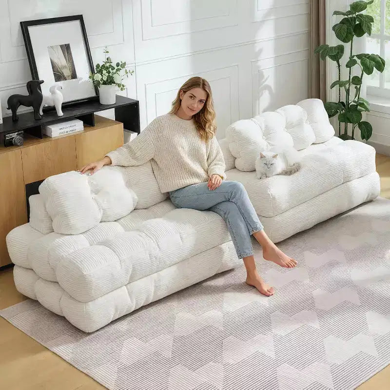 Divano Letto Pieghevole 3-in-1 con Cuscino, Poltrona Trasformabile per Soggiorno, Camera da Letto o Ufficio, 79x52x8