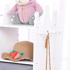 Armadio per travestimenti per bambini con specchio illuminato, organizer per costumi con appendiabiti, mensole, contenitori e ganci, guardaroba per la cameretta delle bambine