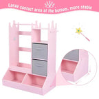 Armadio per travestimenti per bambini con specchio illuminato, organizer per costumi con appendiabiti, mensole, contenitori e ganci, guardaroba per la cameretta delle bambine