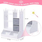 Armadio per travestimenti per bambini con specchio illuminato, organizer per costumi con appendiabiti, mensole, contenitori e ganci, guardaroba per la cameretta delle bambine