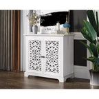 Armadietto da Cucina con 2 Ante Intagliate a Vuoto, Credenza, Tavolino Consolle, Mobile Bar Accento per Sala da Pranzo o Salotto