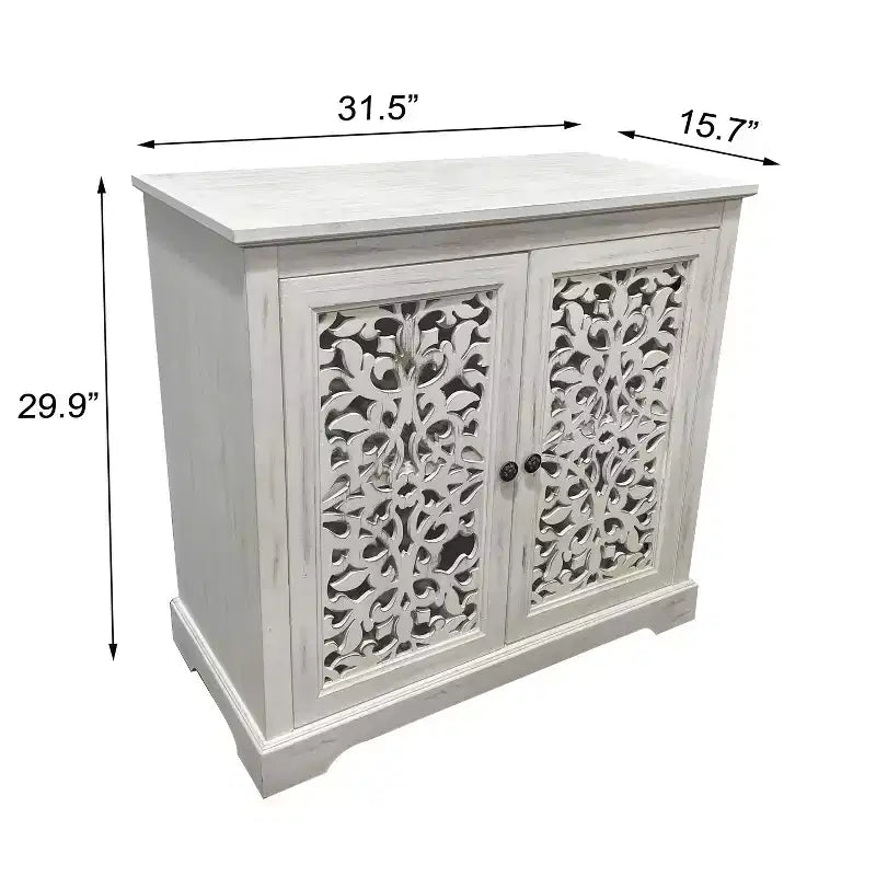 Armadietto da Cucina con 2 Ante Intagliate a Vuoto, Credenza, Tavolino Consolle, Mobile Bar Accento per Sala da Pranzo o Salotto