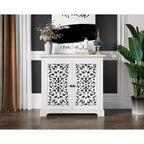 Armadietto da Cucina con 2 Ante Intagliate a Vuoto, Credenza, Tavolino Consolle, Mobile Bar Accento per Sala da Pranzo o Salotto