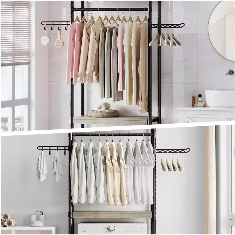 Scaffali sopra lavatrice e asciugatrice, scaffale da appoggio da 30 pollici per organizzazione lavanderia, ripiano portaoggetti resistente a 5 livelli con altezza regolabile per camera da letto