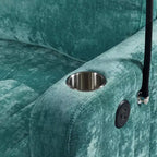 Divanetto Letto Estraibile Divano Convertibile con Schienale Regolabile, Porte di Ricarica, Portabicchieri e Tasche Laterali