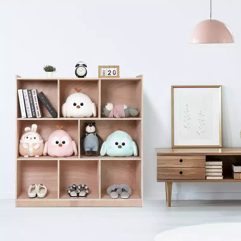 Mobiletto rosa con 8 scomparti per bambini con ruote bloccabili e angoli arrotondati per sala giochi, camera da letto, aula scolastica