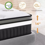 Materasso Queen da 14 Pollici in Scatola, Memory Gel e Molle Insacchettate Indipendenti, Sostenuto, Rinfrescante, Certificato CertiPUR-US
