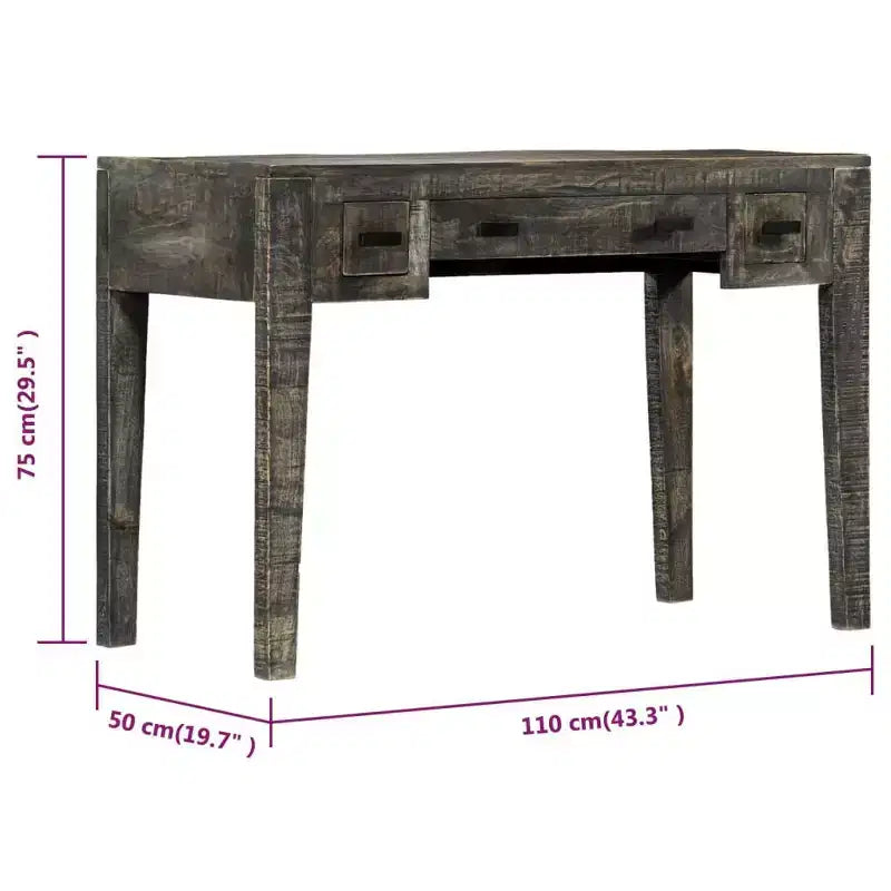 Scrivania Nera 110x50x75 cm Legno Massello di Mango