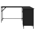 Scrivania angolare nera in legno multistrato con piedini regolabili