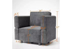 Divano, Divano modulare singolo con pouf contenitore, schienale/bracciolo regolabile in ciniglia per soggiorno/camera da letto/ufficio di piccole dimensioni, grigio scuro