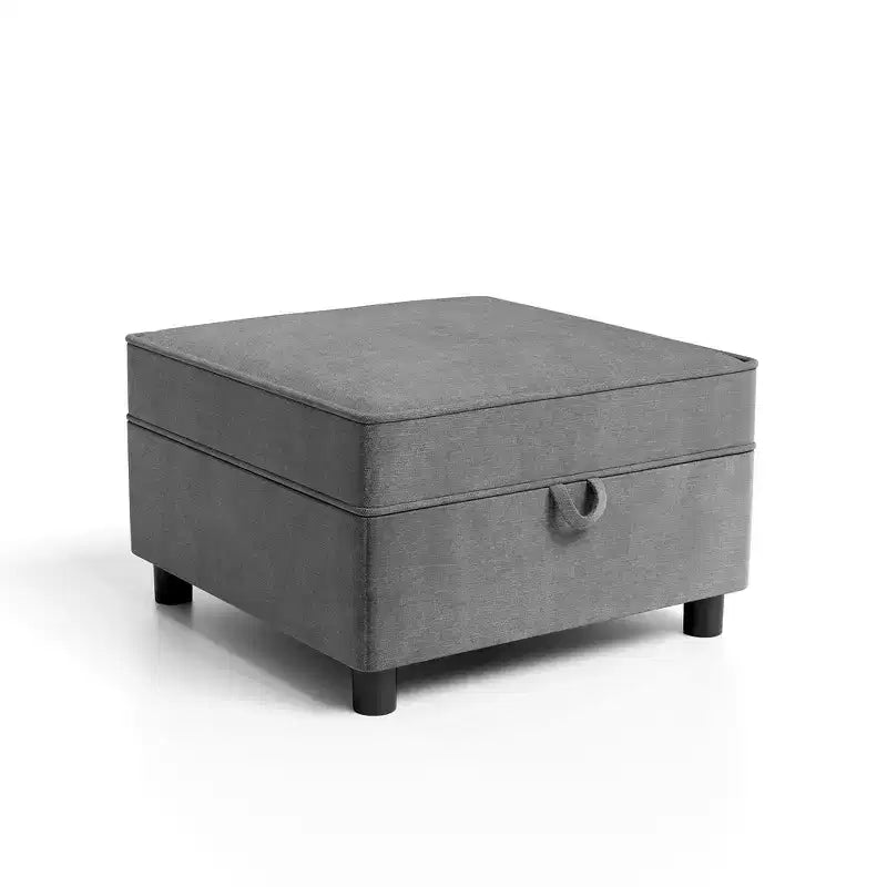 Divano, Divano modulare singolo con pouf contenitore, schienale/bracciolo regolabile in ciniglia per soggiorno/camera da letto/ufficio di piccole dimensioni, grigio scuro
