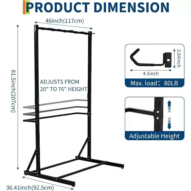 Portabiciclette Autoportante, Capacità 5 Bici 180 kg, Cavalletto Verticale per Bici da Garage, Organizer per Biciclette da Interno, Contiene Fino a 5 Bici