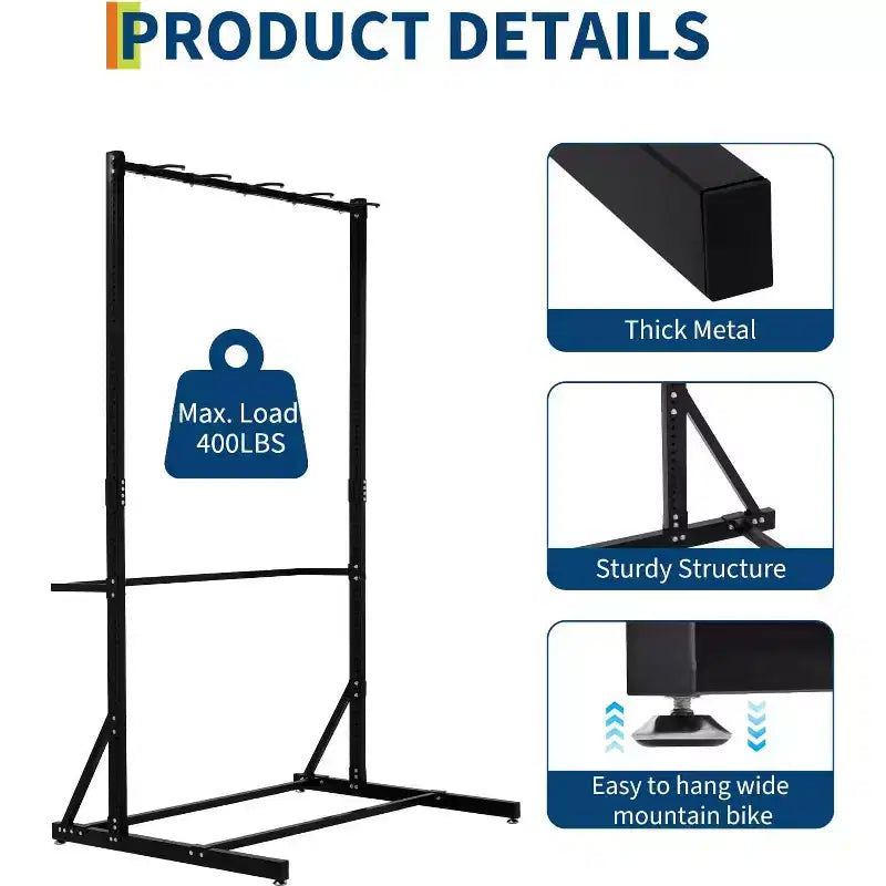 Portabiciclette Autoportante, Capacità 5 Bici 180 kg, Cavalletto Verticale per Bici da Garage, Organizer per Biciclette da Interno, Contiene Fino a 5 Bici