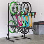 Portabiciclette Autoportante, Capacità 5 Bici 180 kg, Cavalletto Verticale per Bici da Garage, Organizer per Biciclette da Interno, Contiene Fino a 5 Bici