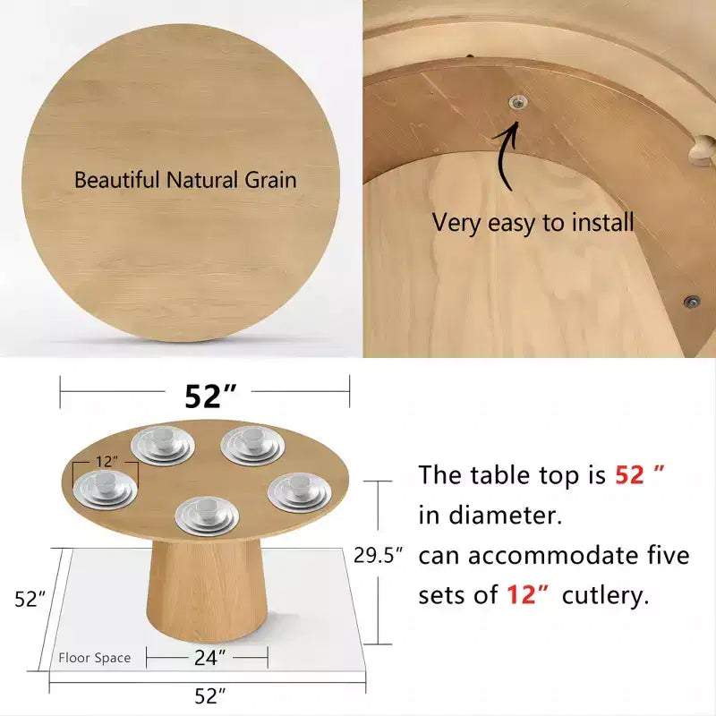 Set da pranzo rotondo da 7 pezzi con 6 sedie imbottite in ciniglia, tavolo moderno con piedistallo da 52 pollici con sedie da pranzo con gambe in metallo per la cucina-Panipeachy