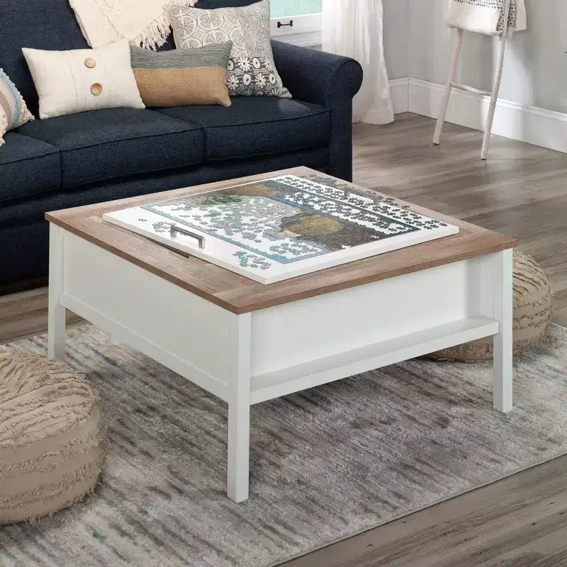 Tavolino Moderno Quadrato con Piano da Gioco e Contenitore Nascosto