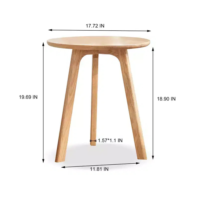 TUYOHW Tavolino Moderno con Struttura in Legno di Quercia al 100%, Tavolino Basso da 45 cm per Soggiorno, Tavolino Laterale Rotondo Rustico, Facile da Montare, Naturale