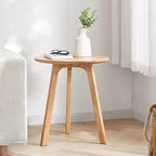 TUYOHW Tavolino Moderno con Struttura in Legno di Quercia al 100%, Tavolino Basso da 45 cm per Soggiorno, Tavolino Laterale Rotondo Rustico, Facile da Montare, Naturale