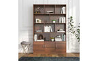 TUYOHW Libreria Alta a 4 Livelli con 10 Cubi e 3 Ante, Libreria a Scaffale Aperto con Armadietto, Scaffali in Legno per Soggiorno, Ufficio