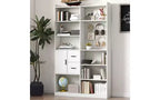 TUYOHW Libreria Alta a 4 Livelli con 10 Cubi e 3 Ante, Libreria a Scaffale Aperto con Armadietto, Scaffali in Legno per Soggiorno, Ufficio