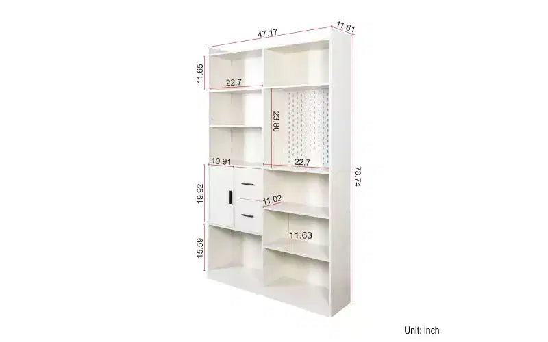 TUYOHW Libreria Alta a 4 Livelli con 10 Cubi e 3 Ante, Libreria a Scaffale Aperto con Armadietto, Scaffali in Legno per Soggiorno, Ufficio