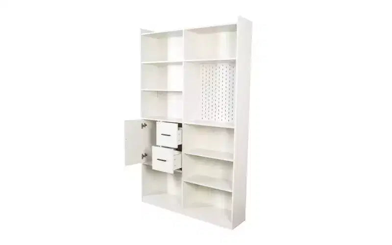 TUYOHW Libreria Alta a 4 Livelli con 10 Cubi e 3 Ante, Libreria a Scaffale Aperto con Armadietto, Scaffali in Legno per Soggiorno, Ufficio