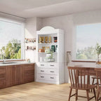 Credenza dispensa cucina autoportante, mobile contenitore da cucina con 4 cassetti/scaffali aperti, mobile organizer per cucina e angolo caffè