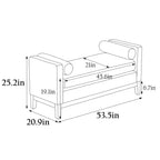 Panca imbottita 53,5W, panca-ottoman con gambe in legno e cuscini a rullo per fondo letto, camera da letto, soggiorno, ingresso, nero